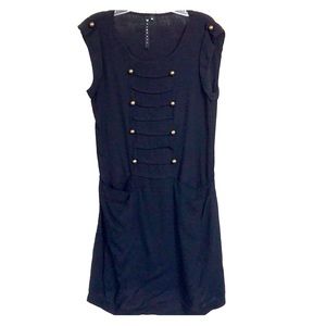 Army style black mini dress S